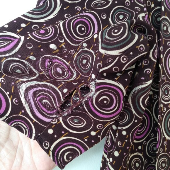 Handmade Mennonite Cape Dress 40"B 37"W Brown Purple Swirl AS IS - Picture 7 of 10